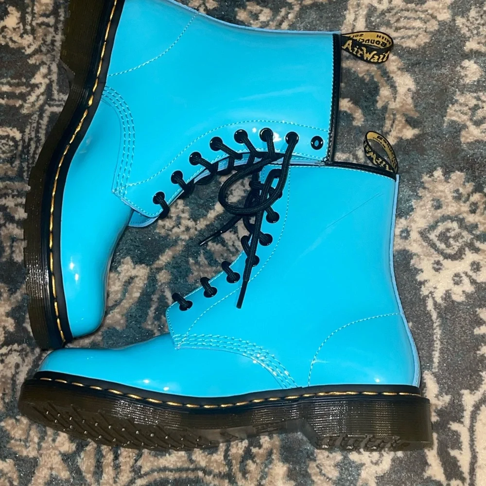 Dr. Martens Shiny Blue Boots - Picture 4 of 6